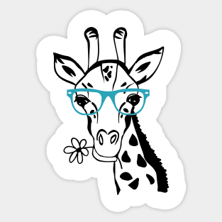 Giraffe Spirit Animal Trendy Funny Face With Glasses In Zoo Sticker